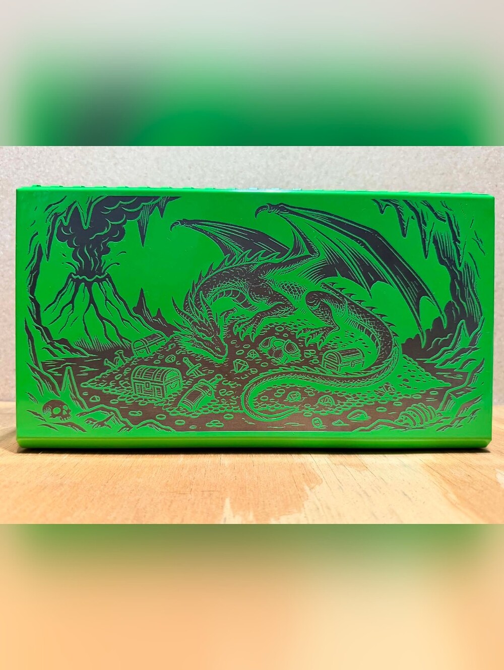 NEW Custom Laser engraved Mini Metal toolbox Dungeons Dragons D&D green & Silver